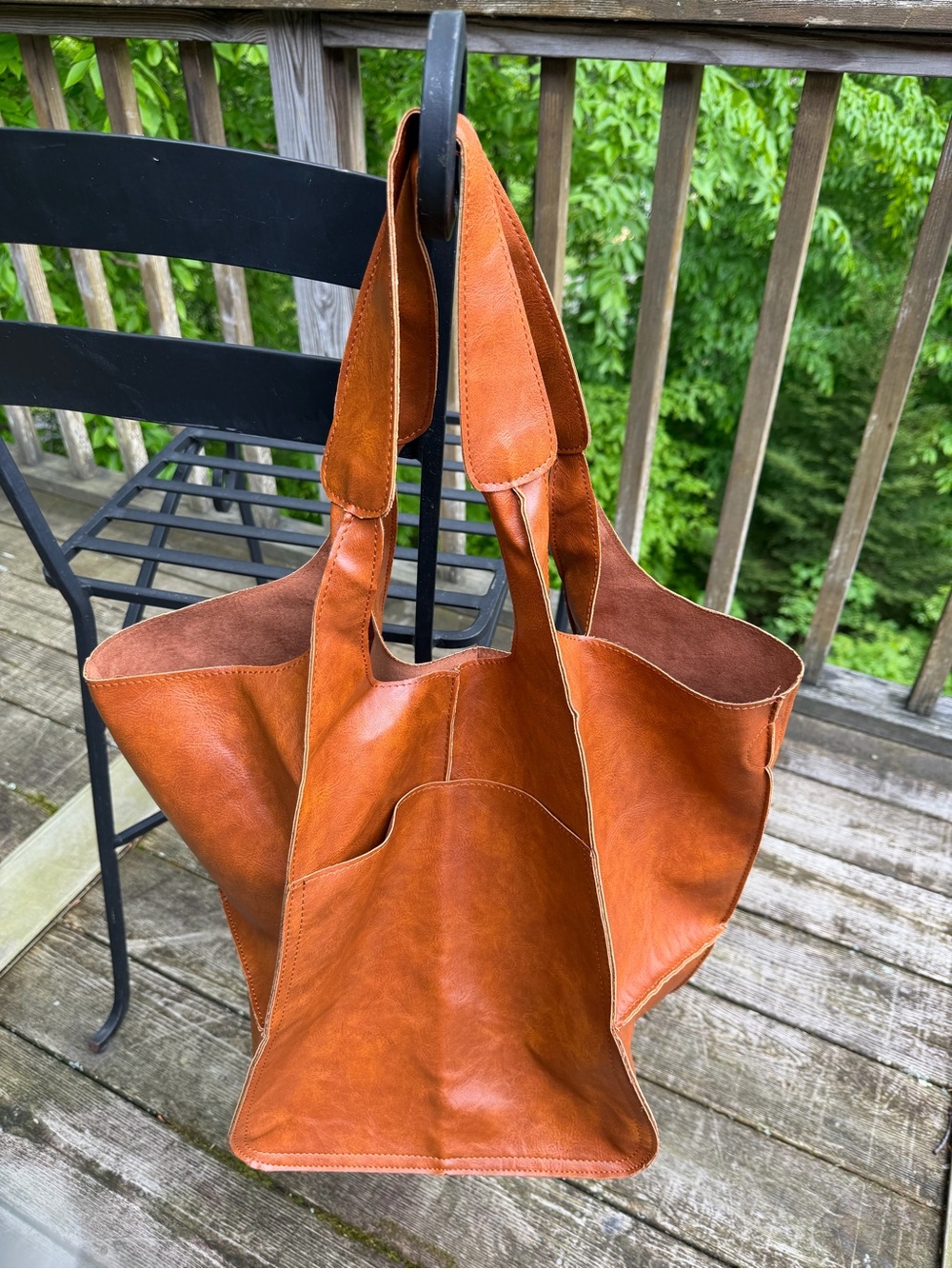 Handcrafted Leather Tote Bag in Cognac Brown